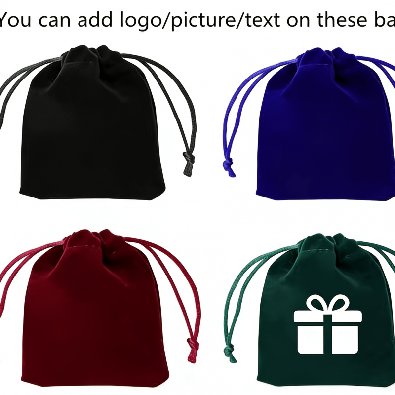 50pcs Personalized Custom Drawstring Plush Gift Bags for Jewelry